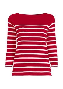 LANDS' END Gestreiftes Baumwollshirt mit 3/4-&Auml;rmeln, Damen,  Rot, Baumwolle, by Lands' End