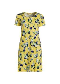 LANDS' END Knielanges Kurzarm-Nachthemd aus Baumwolle, Damen,  Gelb, Baumwolle, by Lands' End