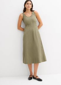 bonprix Midikleid mit vertikalen N&auml;hten, gr&uuml;n, Gr.50, &Auml;rmelloses Midikleid mit Teilungsn&auml;hten vorne und tiefem Ausschnitt vorne und hinten, 55% Baumwolle