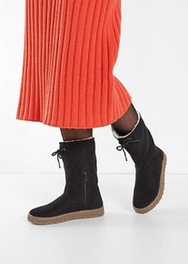 bonprix Winter Stiefel, schwarz, Gr.39, L&auml;ssiger Boot mit Pl&uuml;schfutter, aus Vegan