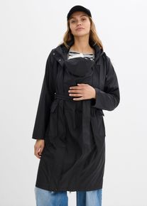 bonprix 3-in-1 wind- und wasserdichter Umstands- und Tragemantel mit zwei Eins&auml;tzen, schwarz, Gr.34, Regenjacke f&uuml;r die Schwangerschaft und danach