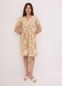 bonprix Tunika-Kleid mit Stickerei aus flie&szlig;ender Viskose, beige, Gr.46, modisches Tunika-Kleid aus flie&szlig;ender Viskose mit dekorativer Stickerei und kleinen Puff&auml;rmeln, aus Viskose