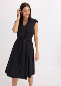 bonprix Blusenkleid mit Bindeg&uuml;rtel, schwarz, Gr.46, elegantes Blusenkleid mit Bindeg&uuml;rtel, 97% Baumwolle