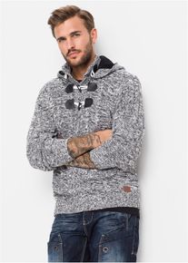 bonprix Grobstrick-Kapuzenpullover in Regular Fit, schwarz, Gr.56/58 (XL), Cooler Kapuzen-Pullover aus Grobstrick mit Stehkragen und Knebelkn&ouml;pfen, aus Rippware
