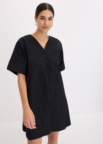 bonprix Tunika-Kleid aus reiner Bio-Baumwolle, schwarz, Gr.40, Ausgestelltes Tunika-Kleid mit V-Ausschnitt und kurzen &Auml;rmeln, 100% Baumwolle (organic)
