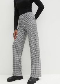 bonprix Stretch-Hose mit Hahnentrittmuster Wide leg, schwarz, Gr.40/42 (M), Elastische Marlene-Hose ohne Taschen mit Hahnentrittmuster und Bequembund