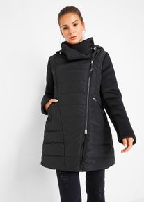 bonprix Steppjacke, schwarz, Gr.42, Figurschmeichelnde Jacke mit asymmetrischem Rei&szlig;erverschluss und &Auml;rmeln