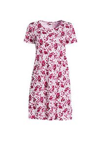 LANDS' END Knielanges Kurzarm-Nachthemd aus Baumwolle, Damen,  Pink, Baumwolle, by Lands' End