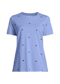 LANDS' END Supima Kurzarm-Shirt mit rundem Ausschnitt, Damen,  Blau, Baumwolle, by Lands' End