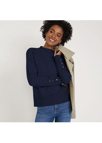 LANDS' END Sot Touch Stehkragenpullover mit &Auml;rmelkn&ouml;pfen, Damen,  Blau, Polyacryl/Woll-Mischung/Nylon-Mischung, by Lands' End