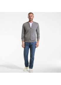 LANDS' END Merino-Cardigan mit Rei&szlig;verschluss, Herren,  Grau, Wolle, by Lands' End