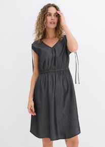 bonprix Kleid aus glattem Lyocell, schwarz, Gr.40, L&auml;ssiges Kleid mit Raffungsdetails an der Schulter