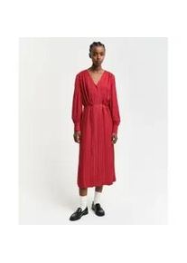 Gant f&uuml;r Damen. 4503360 Gestreiftes Hemdkleid aus rotem Satin (42), L&auml;ssig, Viskose, Langarm