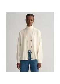 Gant f&uuml;r Damen. 4802118 Sehr feine beige Strickjacke aus Schafwolle (XS), L&auml;ssig