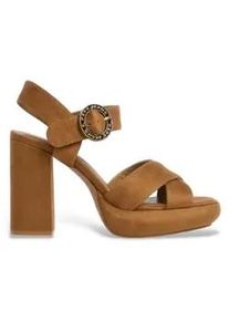 Pepe Jeans f&uuml;r Damen. PLS90701 Braune Lenny Logo-Sandalen (37), 8 bis 10 cm, Schnalle, L&auml;ssig, Party