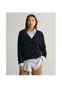 Gant f&uuml;r Damen. 4802118 Sehr feine marineblaue Strickjacke aus Schafwolle (S), L&auml;ssig