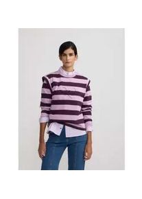 Silbon f&uuml;r Damen. 135053 Lila gestreifte Schulterpolster Sweatshirt (S), L&auml;ssig, Flieder, Baumwolle