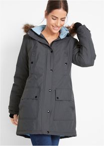 bonprix wasserdichte Funktions-Outdoor-Longjacke mit Kapuze, grau, Gr.48, Praktische Regenjacke mit abnehmbarer Kapuze f&uuml;r Outdoor-Aktivit&auml;ten