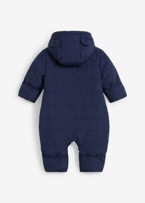 bonprix Wattierter wasserabweisender Overall mit Teddyfleece, blau, Gr.110, Kuscheliger Baby-Schneeoverall mit Kapuze mit umklappbare F&auml;ustlinge und F&uuml;&szlig;chen