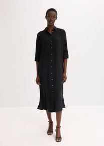 bonprix Hemdblusenkleid mit Leiterspitze, schwarz, Gr.38, luftiges Hemdblusenkleid mit Leiterspitzendetail