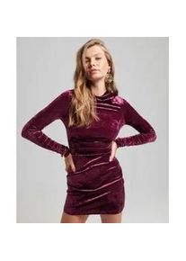 Superdry f&uuml;r Damen. W8011367A Lang&auml;rmeliges Minikleid aus rosa Samt (XS), Party, Polyester, Langarm