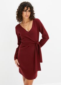 bonprix Strickkleid aus Viskose-Mix, rot, Gr.36/38 (S), Kurzes Strickkleid in Wickeloptik mit V-Ausschnitt, aus Viskose