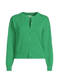 LANDS' END Kurzer Feinstrick-Cardigan aus Baumwolle, Damen,  Gr&uuml;n, Baumwolle, by Lands' End