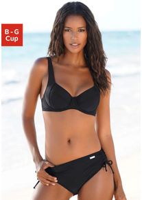 B&uuml;gel-Bikini Lascana, Damen, Gr. 46, Cup F, schwarz, Polyamid, unifarben, Bikini-Sets B&uuml;gel-Bikini, mit seitlich geraffter Bikinihose, Topseller