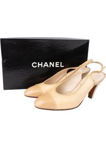 Chanel Hohe Schuhe - Chanel Classic Leather Slipback Heels (37) - Gr. ONE_SIZE - in Beige - f&uuml;r Damen