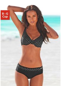 B&uuml;gel-Bikini Lascana, Damen, Gr. 48, Cup D, schwarz-wei&szlig; (schwarz, wei&szlig;), Polyamid, gepunktet, Bikini-Sets B&uuml;gel-Bikini, mit modischen Punkten