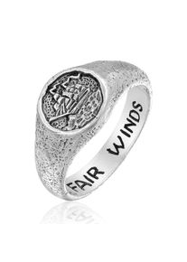 Haze & Glory Ringe - Ring Siegelring Fair Winds 925 Silber - Gr. 64 MM - in Schwarz - f&uuml;r Damen