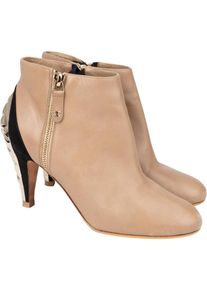 Chanel Stiefel - Chanel Quilted Gold Tone Heel Ankle Boot (35) - Gr. ONE_SIZE - in Braun - f&uuml;r Damen