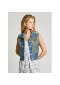 Pepe Jeans f&uuml;r Damen. PL402592 Weste W11 Denim Rever blau gr&uuml;n, blau (M), L&auml;ssig, Baumwolle, Nachhaltig