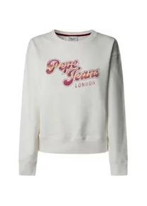 Pepe Jeans f&uuml;r Damen. PL581482 Rosa Sweatshirt wei&szlig; (XL), L&auml;ssig, Baumwolle, Langarm, Nachhaltig