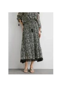 Pepe Jeans f&uuml;r Damen. PL901213 Midirock aus schwarzem Earn-Chiffonstoff (L), L&auml;ssig, Polyester