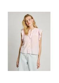 Pepe Jeans f&uuml;r Damen. PL305028 Flie&szlig;ende Bluse Diallo rosa (L), L&auml;ssig, Baumwolle, Kurzarm