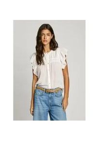 Pepe Jeans f&uuml;r Damen. PL305028 Bluse Diallo wei&szlig; (S), L&auml;ssig, Baumwolle, Kurzarm