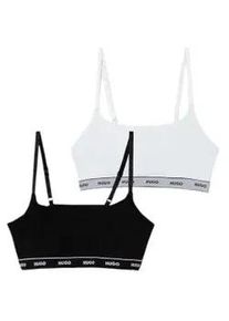 Hugo f&uuml;r Damen. 50545691 2er-Set Logo-BHs wei&szlig;, schwarz (XS), Heimtextilien, Baumwolle