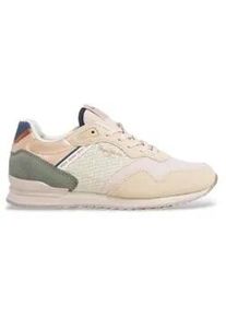 Pepe Jeans f&uuml;r Damen. PLS40045 London Print Beige Leder Turnschuhe (36), Wohnung, Wildleder, Schn&uuml;rsenkel, L&auml;ssig