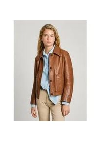 Pepe Jeans f&uuml;r Damen. PL402542 Hillary Brown Lederjacke (L), Braun, L&auml;ssig