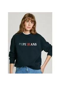 Pepe Jeans f&uuml;r Damen. PL581485 Reagan Sweatshirt, marineblau (S), L&auml;ssig, Baumwolle, Langarm, Nachhaltig