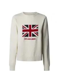 Pepe Jeans f&uuml;r Damen. PL702293 Nuna Pullover wei&szlig; (L), L&auml;ssig, Baumwolle, Langarm