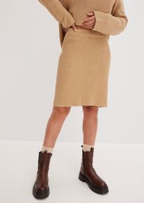 bonprix Strickrock aus reiner Baumwolle, beige, Gr.44/46 (L), Bequemer Minirock aus Strick, aus 100% Baumwolle