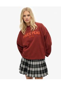 Superdry Damen Baumwolle Logo Druck L&auml;ssiges Outdoor Location Sweatshirt Mit Rundhalsausschnitt, Braun - Gr&ouml;&szlig;e: 44 21026235007678DS025