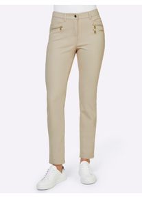 Stretch-Hose Heine, Damen, Gr. 46, Normalgr&ouml;&szlig;en, beige (sand), 48% Baumwolle, 45% Polyester, 7% Elasthan, Miedereinsatz:15% Elasthan, 85% Polyamid, unifarben, lang, Hosen Stretch-Hose