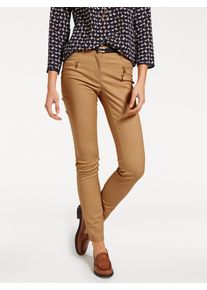 Stretch-Hose Heine, Damen, Gr. 46, Normalgr&ouml;&szlig;en, braun (camel), 48% Baumwolle, 45% Polyester, 7% Elasthan, Miedereinsatz:15% Elasthan, 85% Polyamid, unifarben, lang, Hosen Stretch-Hose
