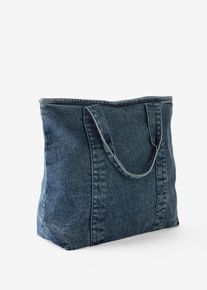 bonprix Shopper aus Denim, blau, Gr.35x45 cm, L&auml;ssiger Shopper im trendy Denim-Look mit viel Stauraum, aus Vegan