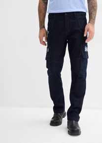 bonprix Relaxed Fit Cargo-Stretch-Jeans mit Bequembund Straight, blau, Gr.44, L&auml;ssige Cargo-Jeans mit bequemem Comfort-Bund, praktischen Taschen und dezentem Stone-Washed-Effekt, 98% Baumwolle