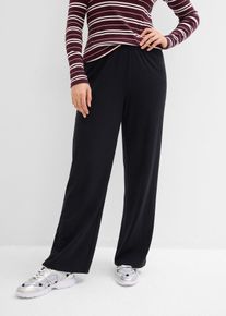 bonprix Jersey-Hose aus Rippe (2er Pack), schwarz, Gr.40/42 (M), Jerseyhose aus Rippe mit hohem elastischem Bund, weitem Bein und lockerer Passform., aus Viskose