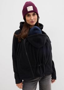 bonprix 4-in-1 Fleecejacke mit Babyeinsatz und Vorder- und R&uuml;ckentragefunktion, schwarz, Gr.44/46 (L), Weiche Fleecejacke mit zwei Eins&auml;tzen und praktischen Rei&szlig;verschlusstaschen